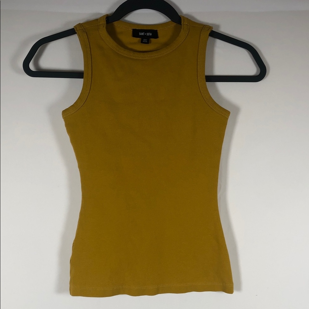 Saint + Sofia Yellow Ribbed Tank Top - Picture 5 of 6